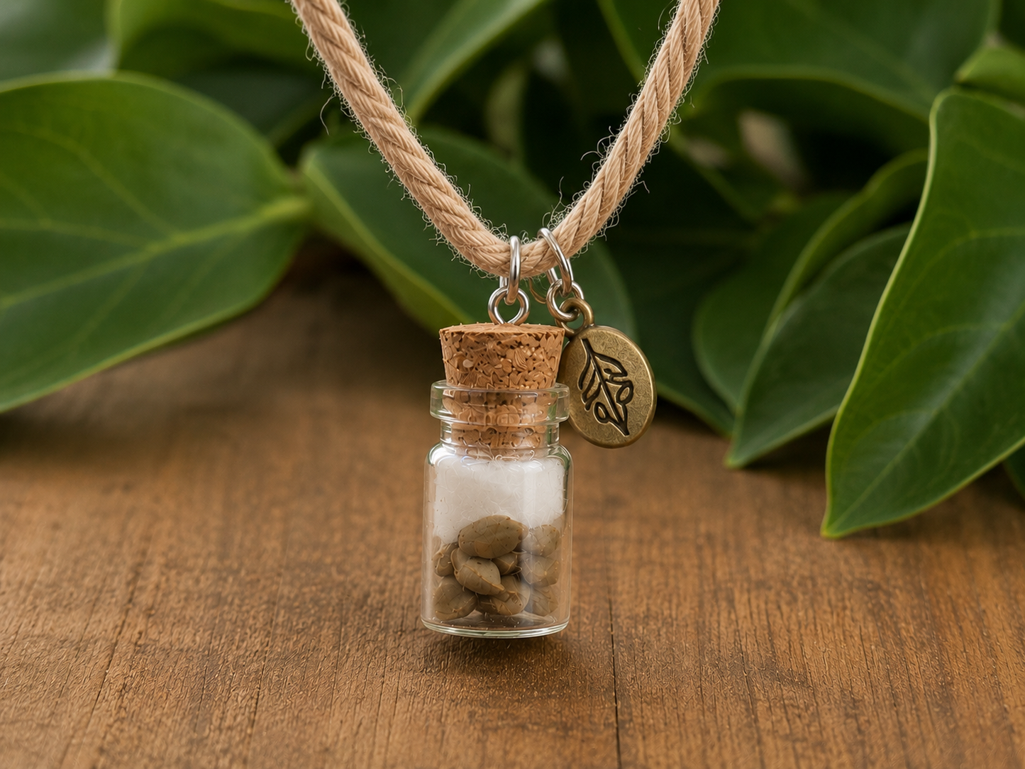 Seed Jar Necklace – Hemp Rope with Charm Novelty Collectible